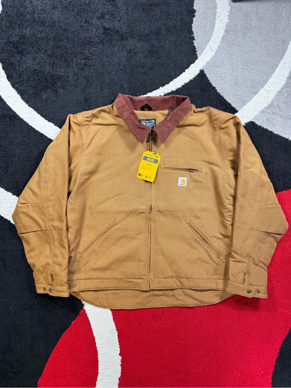 Carhartt Jacket Mens XXL Relaxed Fit Tan Duck Detroit Lined Corduroy Collar